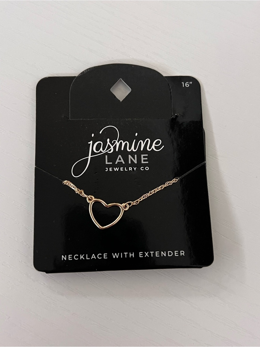 Jasmine Lane Jewelry Co Rose Gold Open Heart Necklace 16” NWT